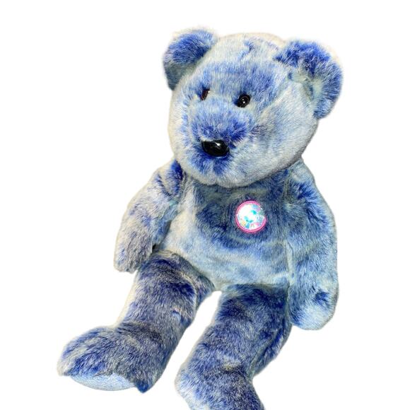 Vintage Ty Beanie Buddies Teddy Bear Plush Periwinkle Stuffed 2001 Nursery Blue - Picture 3 of 13